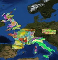 Mappa geologica di UK, Francia, Italia e Repubblica Ceca