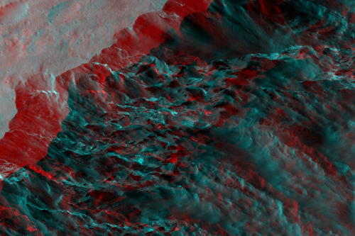 Anaglifo 3D del suolo Marziano